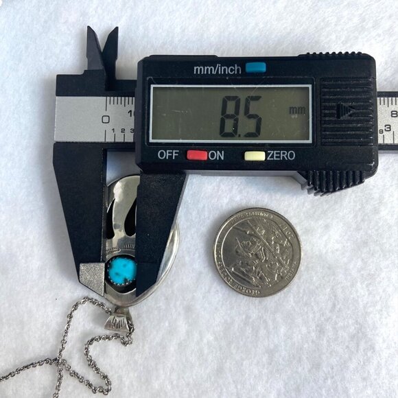 VTG Sterling Silver 925 Southwest Bear Pawn Shadowbox Turquoise Pendant Necklace - Picture 13 of 16